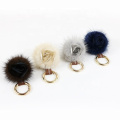 genuine fur pompoms key chain mink fur flower keychain